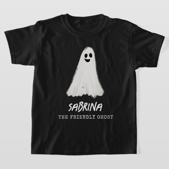 Friendly Ghost Spooky Halloween Kids T Shirt (Laydown)