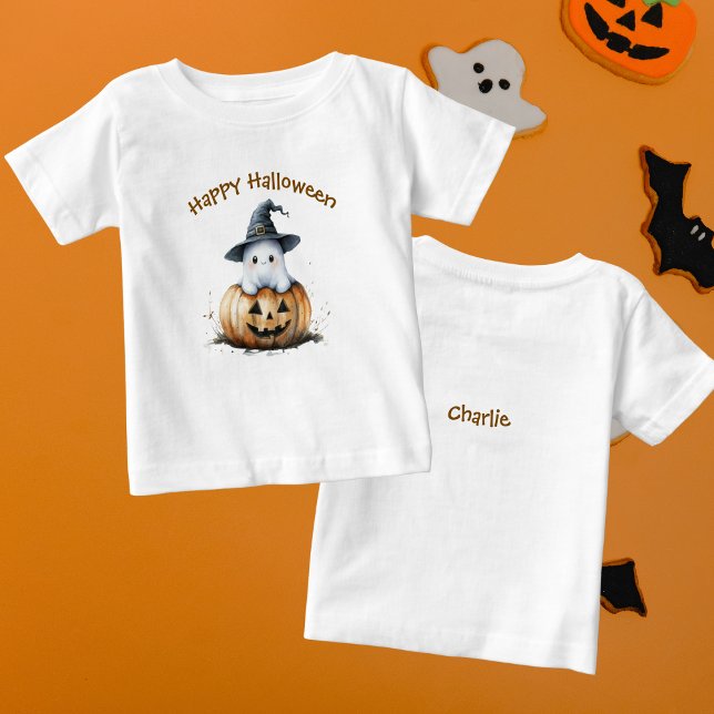 Friendly Ghost Witch Hat Pumpkin Halloween T Shirt (Skapare uppladdad)