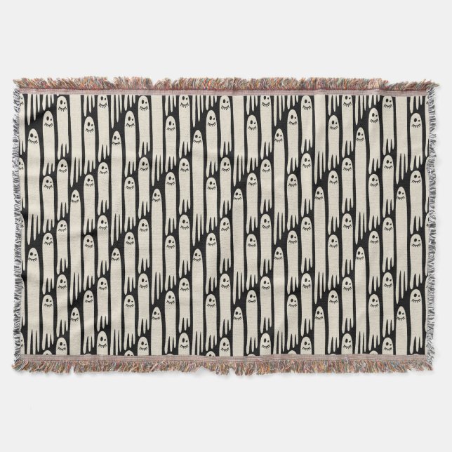 Friendly Ghosts on Cream and Pink – Halloween Patt Filt (Framsidan)