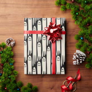 Friendly Ghosts on Cream and Pink – Halloween Patt Presentpapper