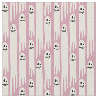Friendly Ghosts on Cream and Pink – Halloween Patt Tyg
