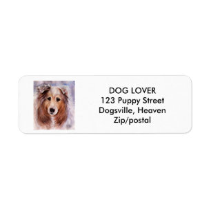 FRIENDLY GOLDEN COLLIE RETURADRESS ETIKETT