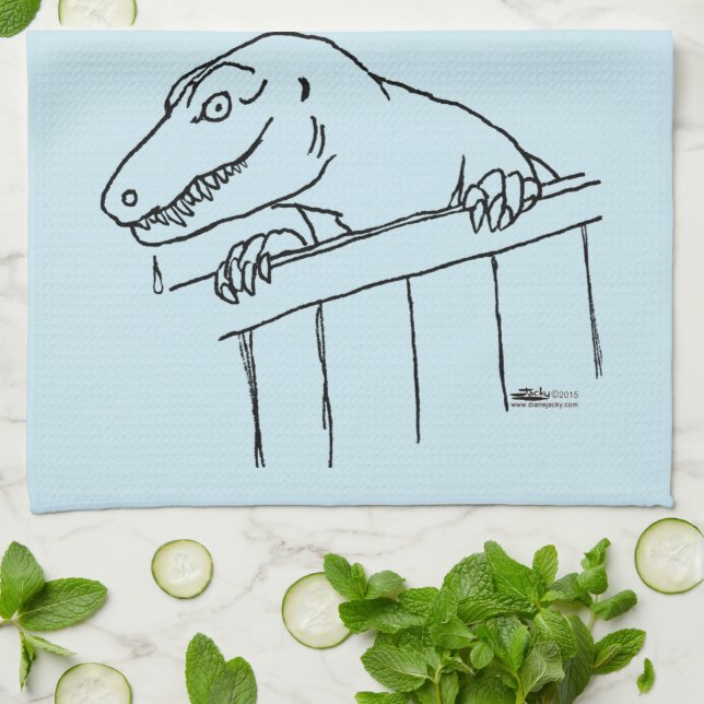 Friendly grannskapsdosinosaur kökshandduk (Vikta)
