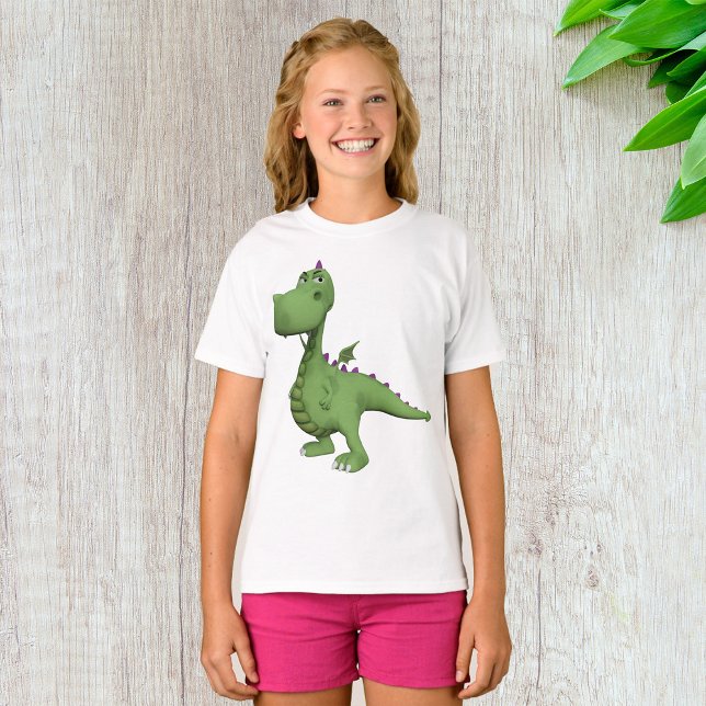 Friendly Grönt Dinosaur T Shirt (Skapare uppladdad)