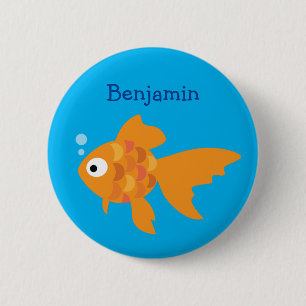 Friendly Guld Fish Illustration Knapp