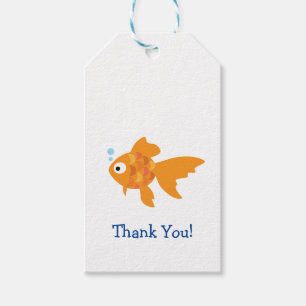 Friendly Guld Fish Illustration Presentetikett