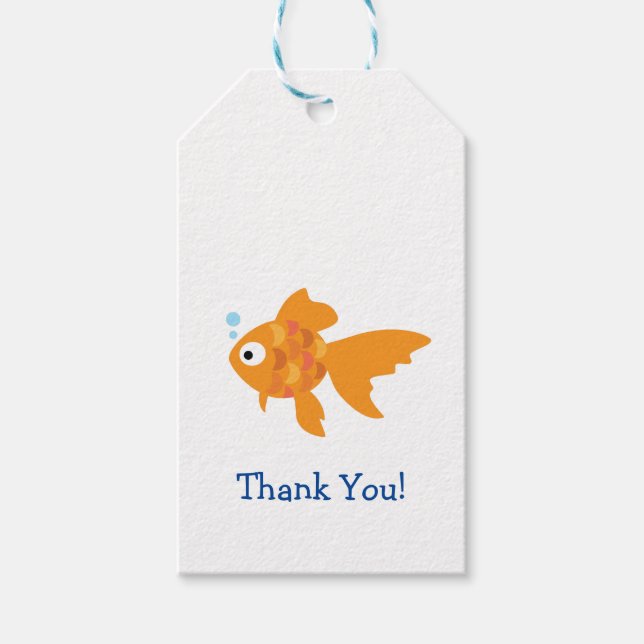 Friendly Guld Fish Illustration Presentetikett (Framsidan)