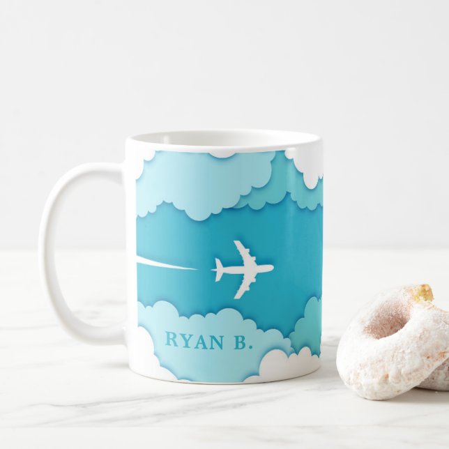 Friendly Himmel | Aviation ThLED Namn eller Initia Kaffemugg (Med munk)