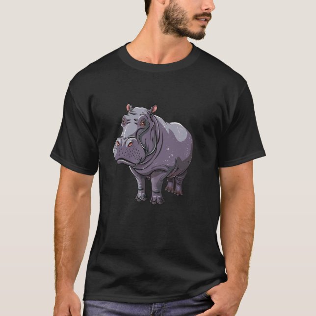 Friendly Hippopotamus Cartoon Hippo T Shirt (Framsida)