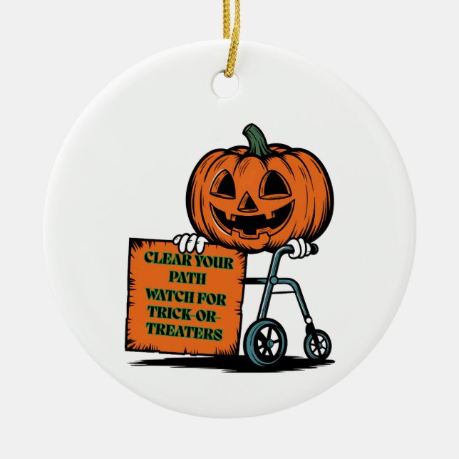 Friendly Jack-o'-Lantern Safety Julgransprydnad Keramik (Framsidan)