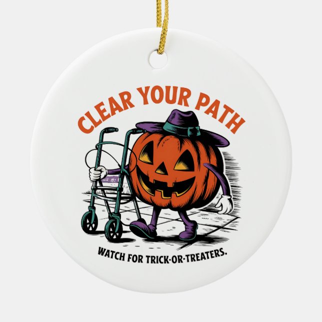 Friendly Jack-o'-Lantern Safety Julgransprydnad Keramik (Framsidan)