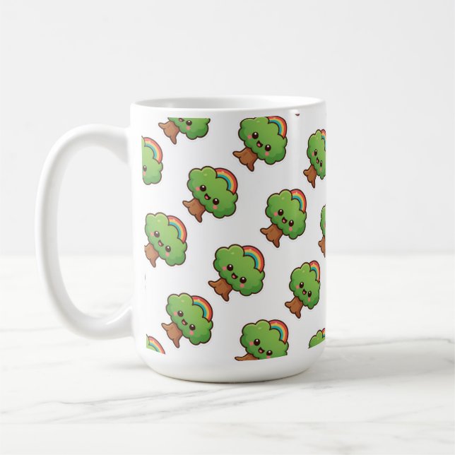 Friendly Kawaii Träd Kaffemugg (Vänster)