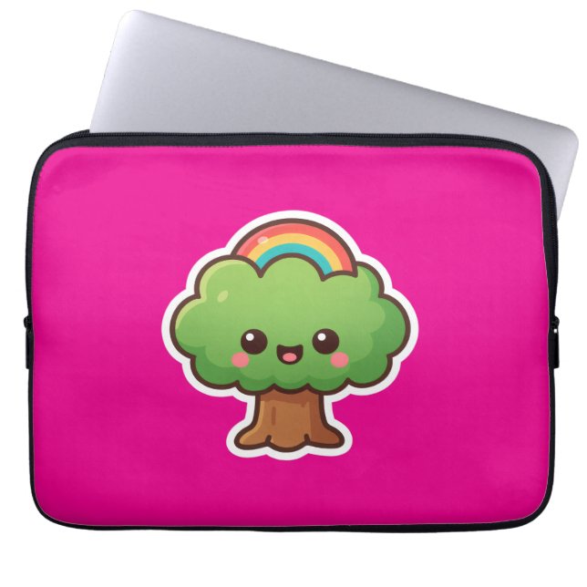 Friendly Kawaii Träd Laptop Fodral (Framsidan)