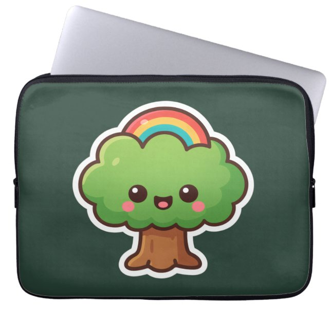 Friendly Kawaii Träd Laptop Fodral (Framsidan)