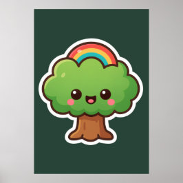 Friendly Kawaii Träd Poster