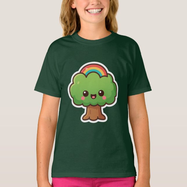 Friendly Kawaii Träd T Shirt (Framsida)