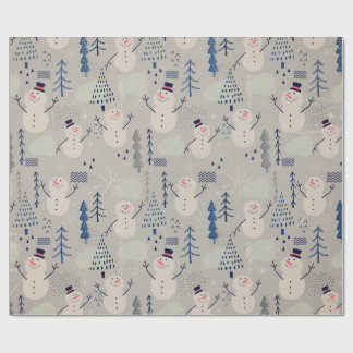Friendly Little Snowman - gray Presentpapper