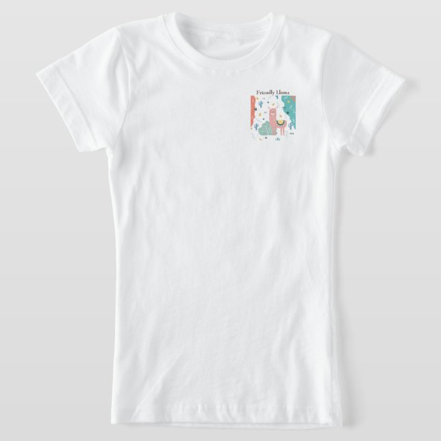 Friendly Llama i Landcape Girls T Shirt (Laydown)