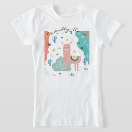 Friendly Llama i Landcape Girls T Shirt