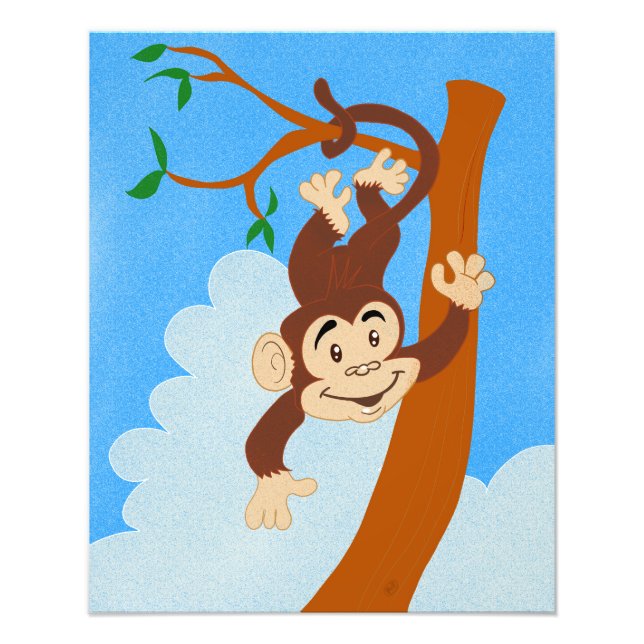Friendly Monkey Photo Print Fototryck (Framsidan)