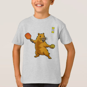 Friendly Pickleball-logotyp och capybara med padde T Shirt