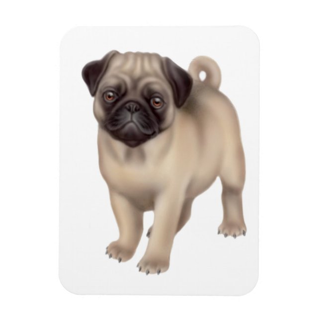 Friendly Pug Hund Premium Magnet (Vertikal)