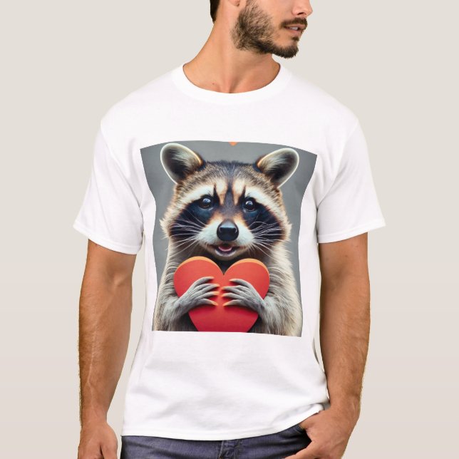 Friendly Raccoon med hjärta T Shirt (Framsida)