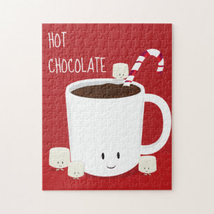 Friendly Red White Hett Chocolate Marshmallows Pussel