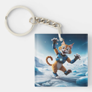 Friendly robot cat på en annan isig planet