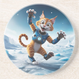 Friendly robot cat på en annan isig planet underlägg