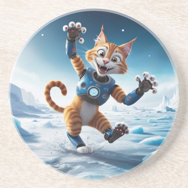 Friendly robot cat på en annan isig planet underlägg (Framsidan)