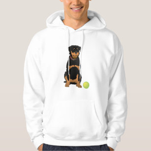 Friendly Rottweiler med Grönt Boll Hoodie