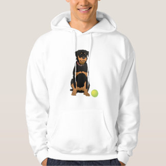 Friendly Rottweiler med Grönt Boll Hoodie