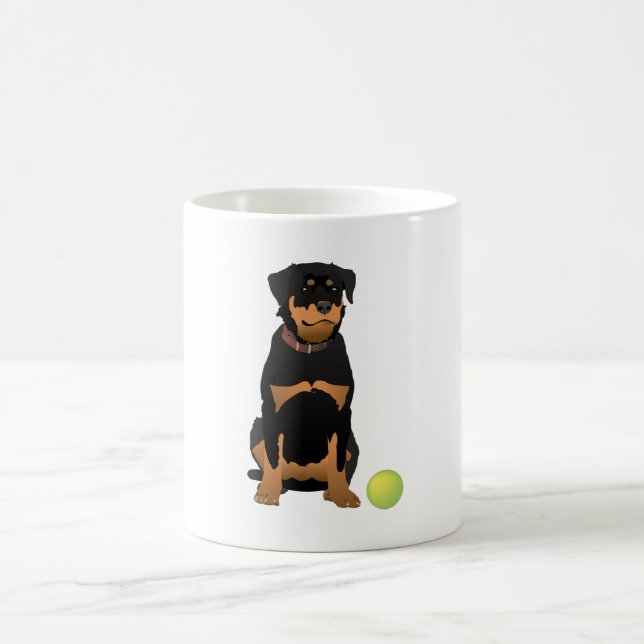 Friendly Rottweiler med Grönt Boll Kaffemugg (Center)