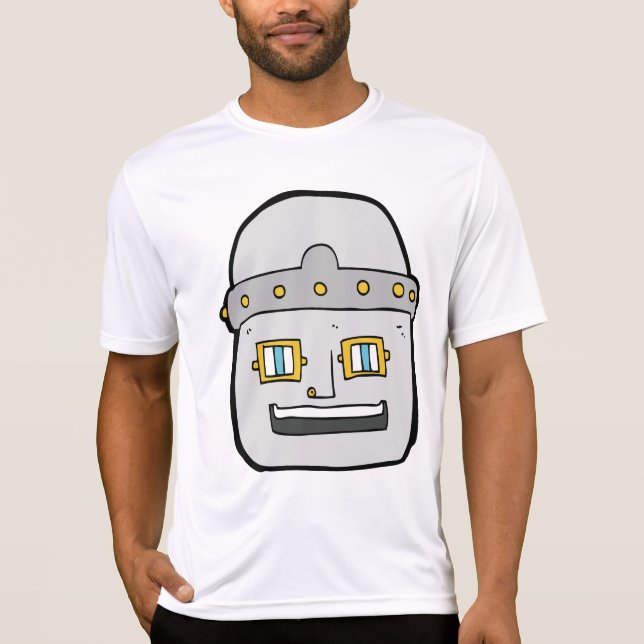 Friendly Silver Robot Head T Shirt (Framsida)