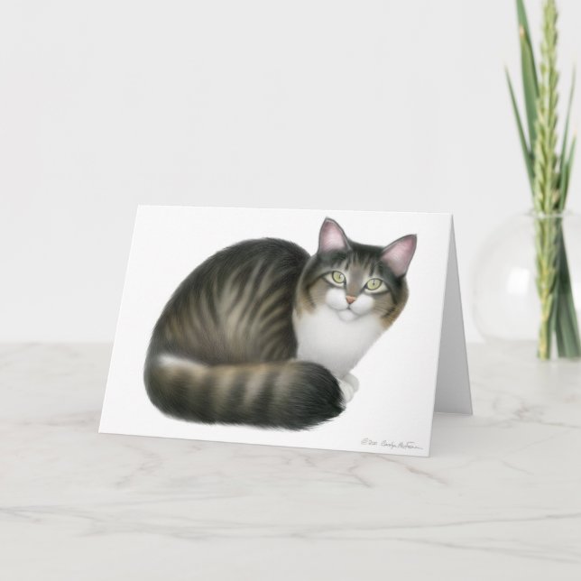 Friendly Tabby katt Card Kort (Framsida)