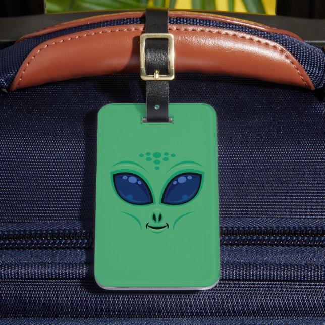 Friendly Tecknad Alien Ansikte Bagagebricka (Framsida Insitu 2)