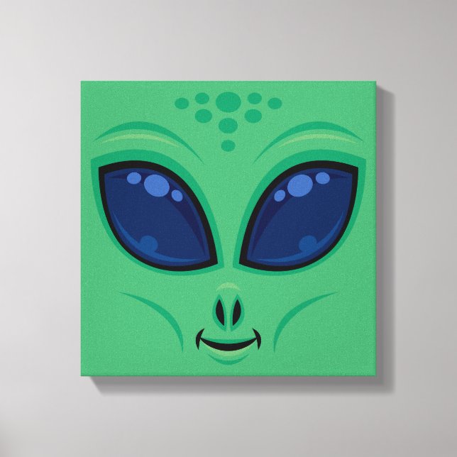 Friendly Tecknad Alien Ansikte Canvastryck (Framsida)