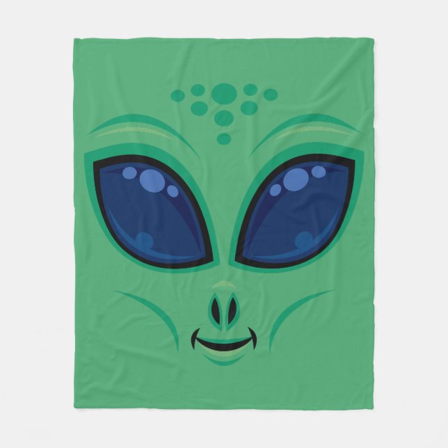 Friendly Tecknad Alien Ansikte Fleecefilt (Framsidan)