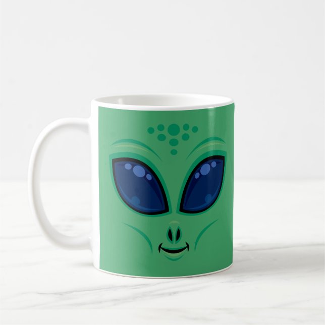 Friendly Tecknad Alien Ansikte Kaffemugg (Vänster)