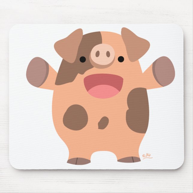 Friendly Tecknad Gris mousepad Musmatta (Framsidan)