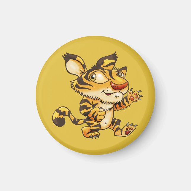 Friendly Tecknad Tiger Magnet (Framsidan)