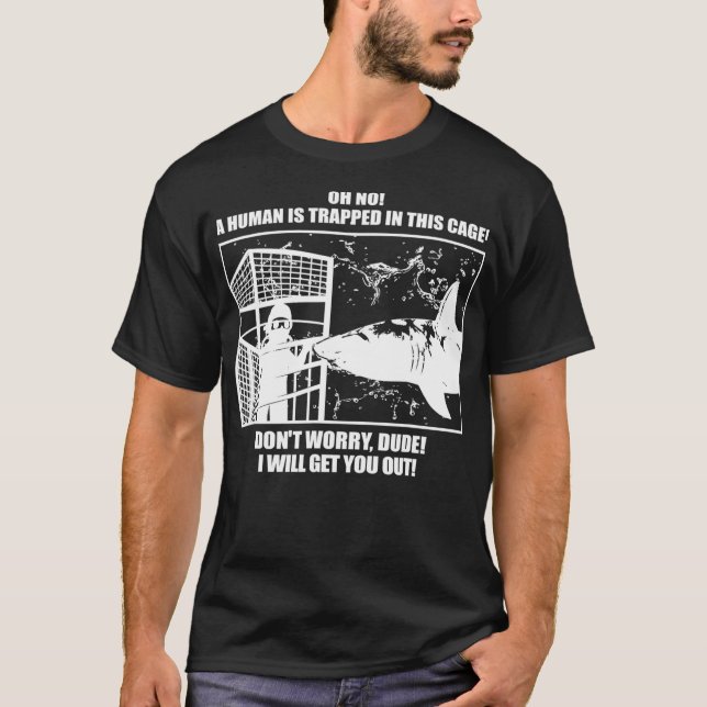 Friendly Underbar White Shark Cage Diving T Shirt (Framsida)