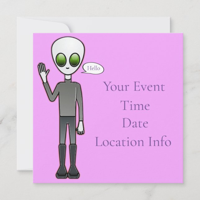 Friendly Waking Alien Thunder_Cove Inbjudningar (Framsida)