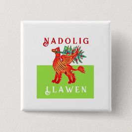 Friendly Welsh Red Dragon, lägg till din text jul Knapp