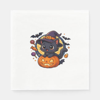 Friendly Witch Hat Cat Cute Pastel Kawaii Hallowed Pappersservett