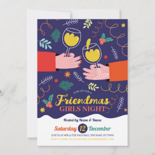 Friendmas Girls Night Drink jul Friends Inbjudningar