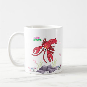 Friendred lobster stor ögon och gult rep Cof Kaffemugg