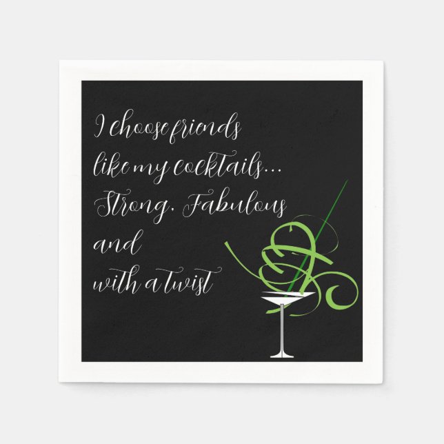 Friends and Cocktails - Roligt Cocktail Napkins Pappersservett (Framsidan)