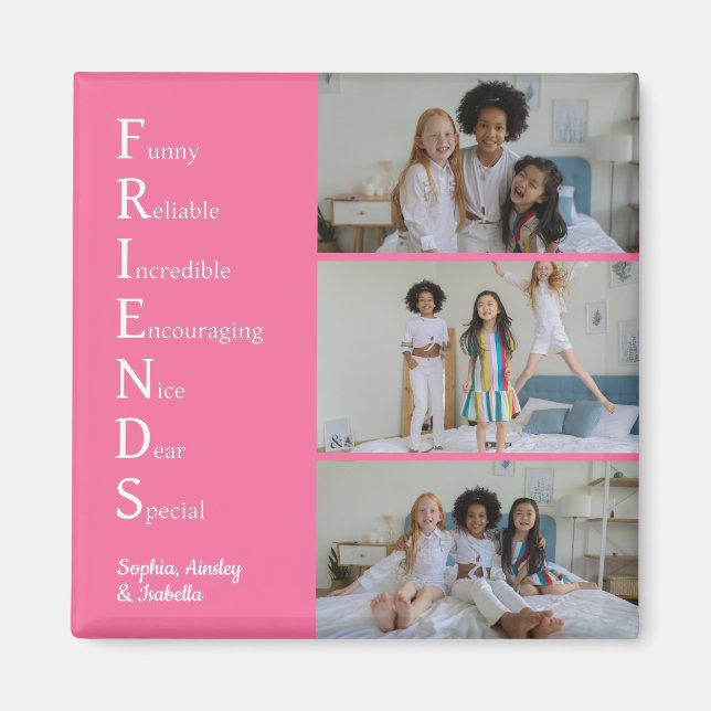 FRIENDS Anpassad Foto Rosa Magnet (Framsidan)